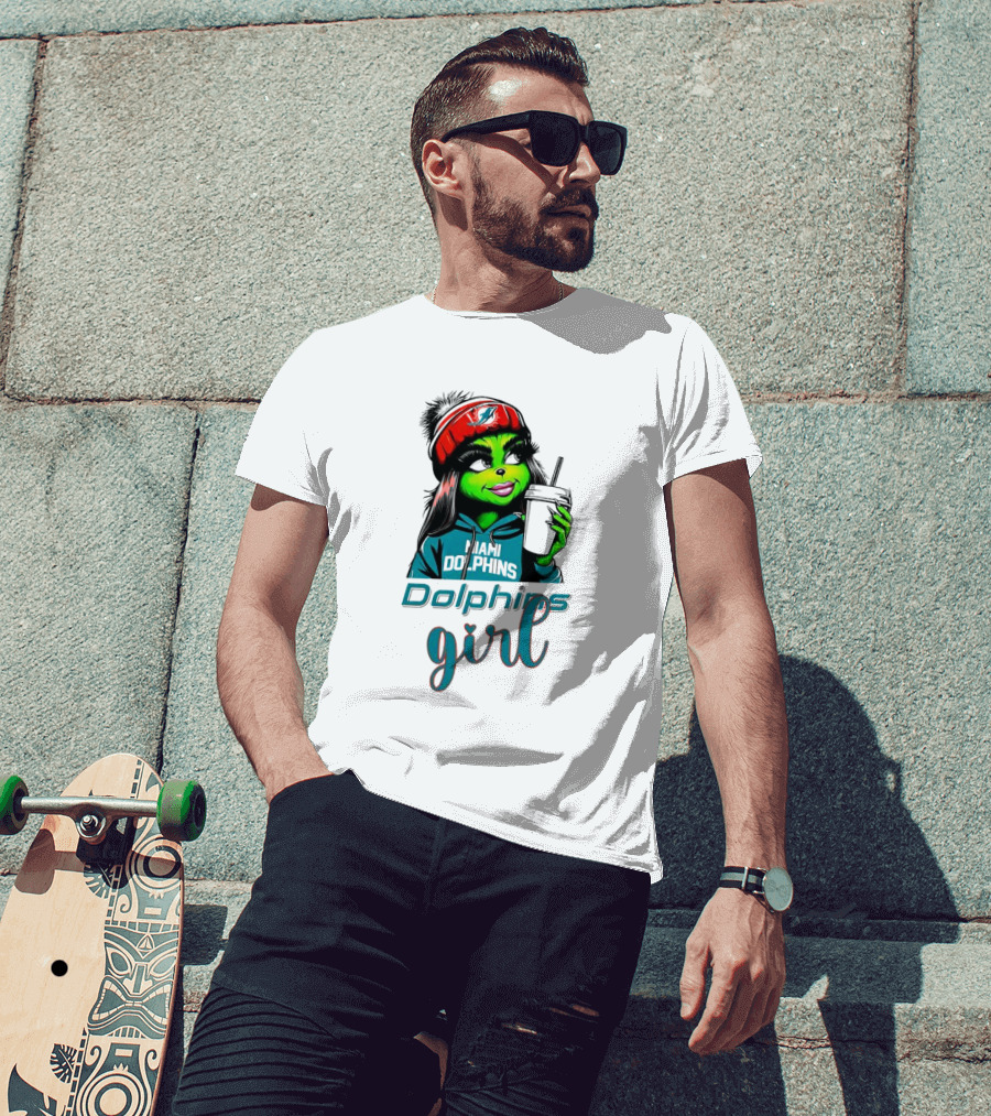 Miami Dolphins Grinch Drink Girl T-Shirt
