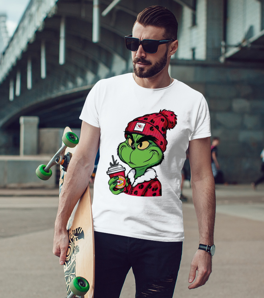 Grinch Kansas City Chiefs Leopard Print Coffee Cup T-Shirt