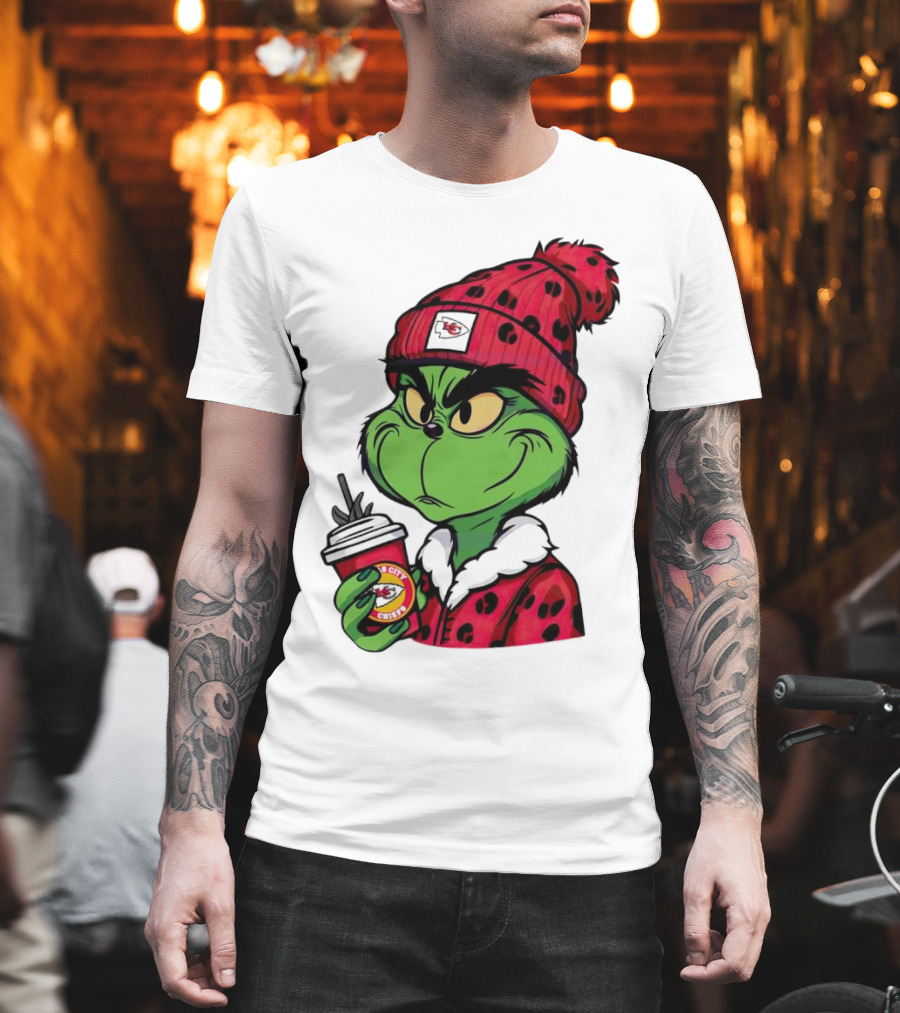 Grinch Kansas City Chiefs Leopard Print Coffee Cup T-Shirt