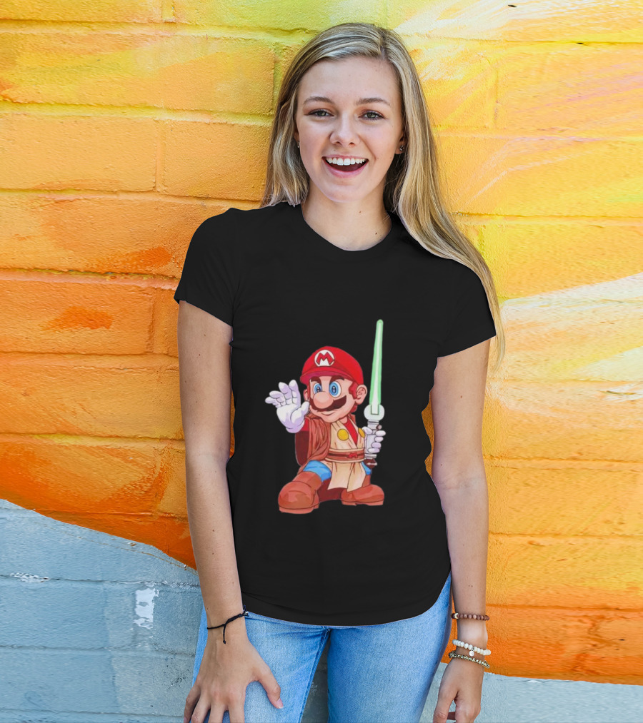 Mario Jedi Star Wars Crossover With Lightsaber T-Shirt