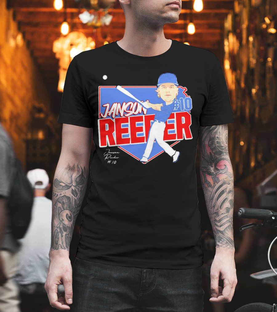 Janson Reeder #10 Baseball Cartoon Map Signature T-Shirt
