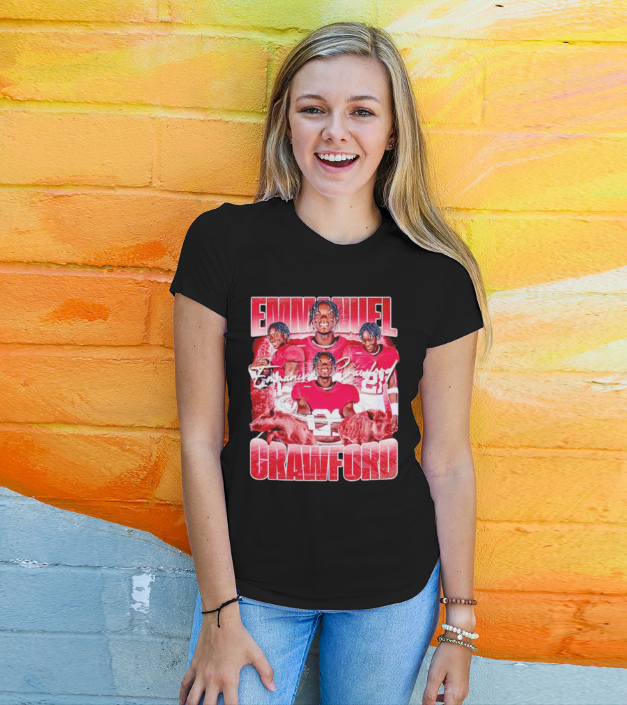 Emmanuel Crawford Arkansas Razorbacks Football Vintage Retro Collage T-Shirt