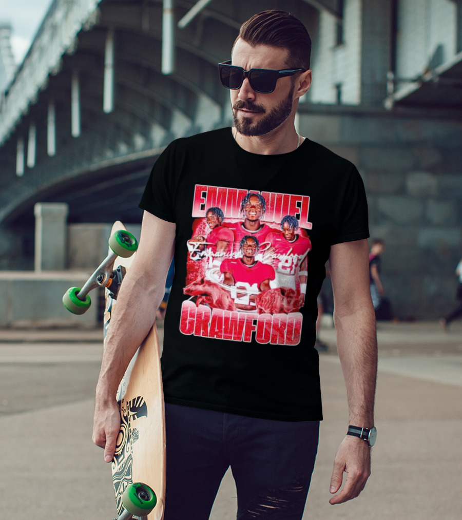 Emmanuel Crawford Arkansas Razorbacks Football Vintage Retro Collage T-Shirt