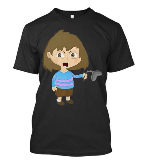 Lhugueny Sou Outfits Blue Striped Sweater Fun Cartoon Gaming Character T-Shirt