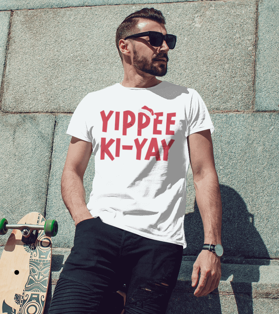Yippee Ki-Yay Christmas Holiday Santa Hat T-Shirt