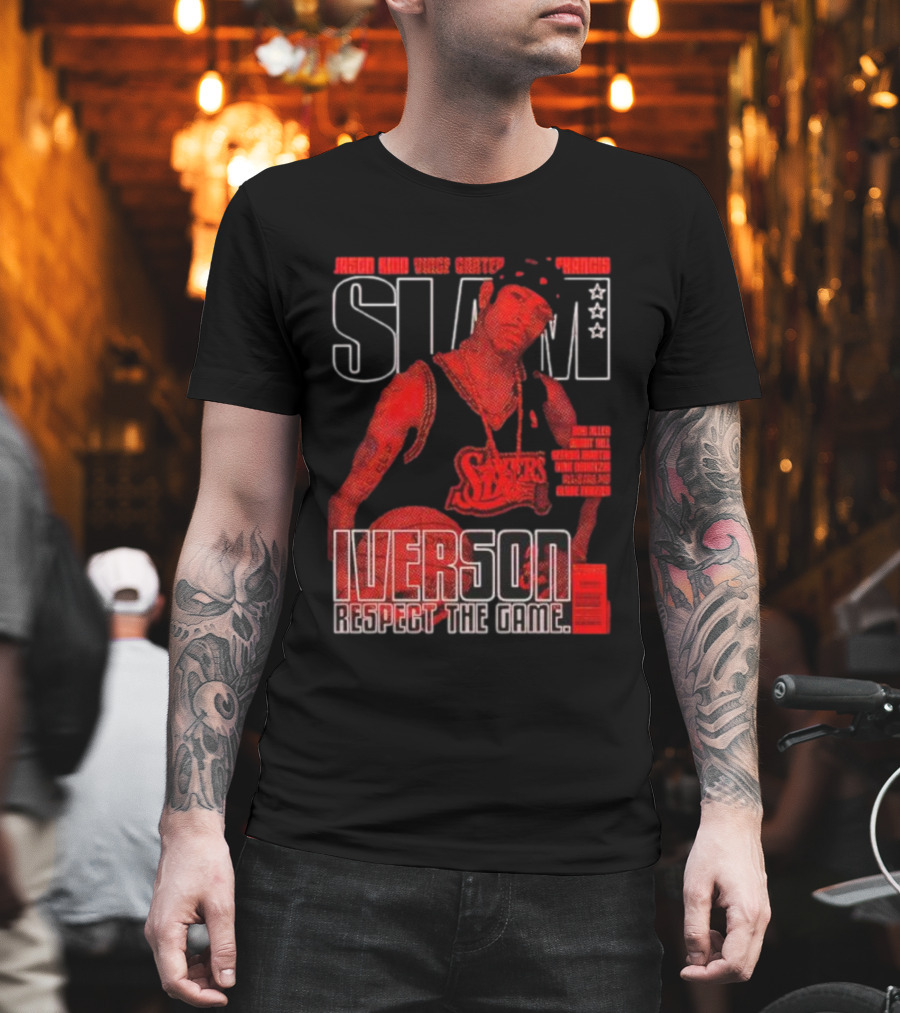 Slam Magazine Allen Iverson Sixers Respect the Game Mural T-Shirt