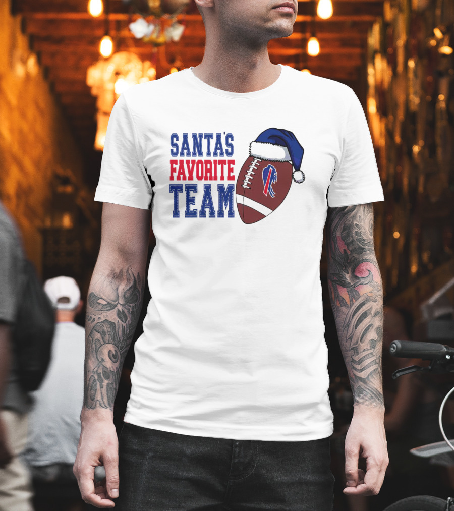 Santa's Favorite Team Buffalo Bills Christmas Football Holiday T-Shirt