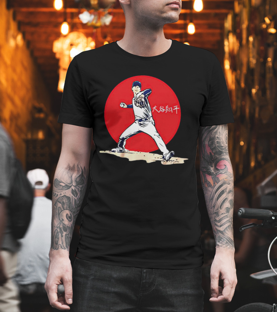 Shohei Ohtani Japanese Baseball Pitcher Icon Red Circle Kanji T-Shirt