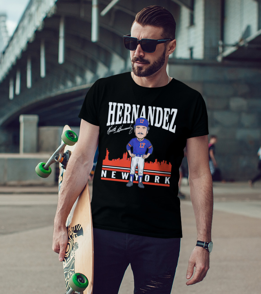 Hernandez Keith Hernandez Caricature New York 17 Signature T-Shirt