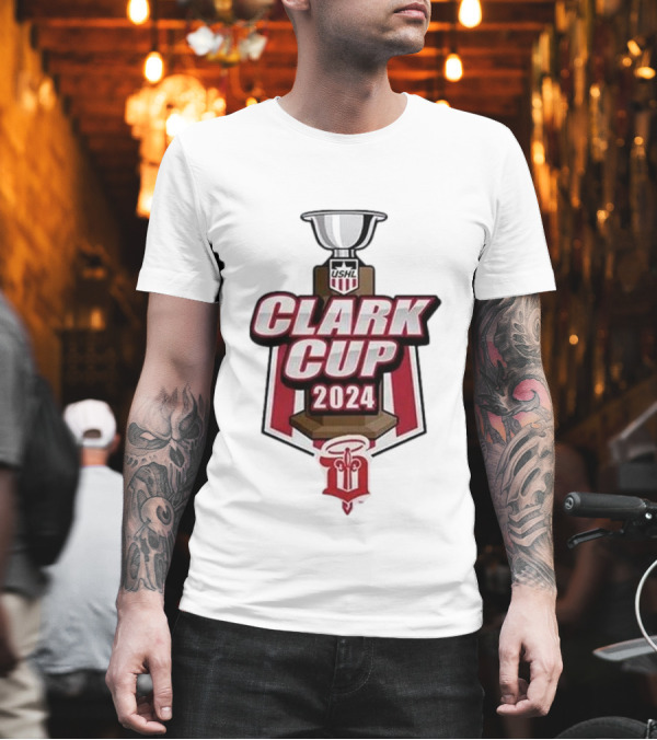 USHL 2024 Clark Cup Dubuque Fighting Saints Trophy T-Shirt USHL 2024 Clark Cup Dubuque Fighting Saints Trophy T-Shirt
