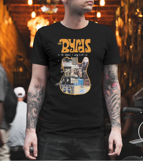 The Byrds 60th Anniversary Collection Guitar Album Signatures T-Shirt The Byrds 60th Anniversary Collection Guitar Album Signatures T-Shirt