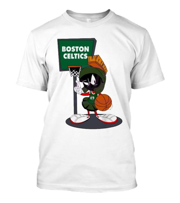 Boston Celtics Looney Tunes Marvin The Martian Basketball Hoop T-Shirt