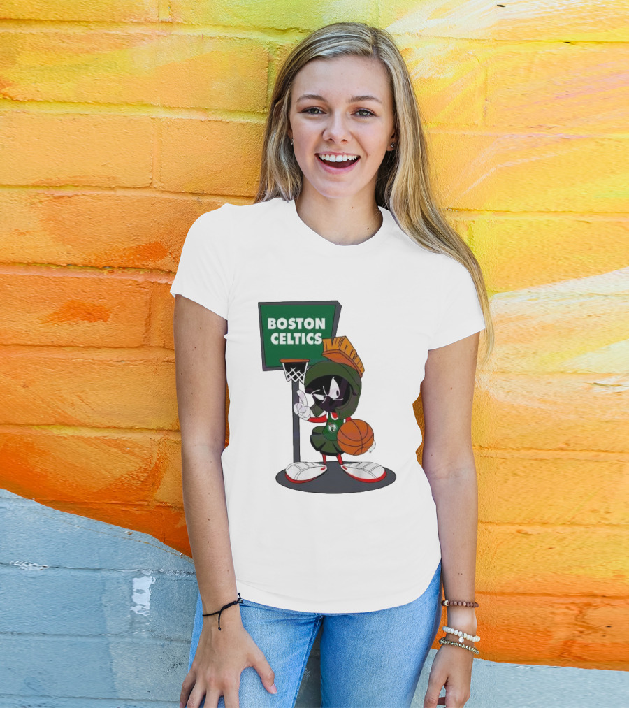 Boston Celtics Looney Tunes Marvin The Martian Basketball Hoop T-Shirt