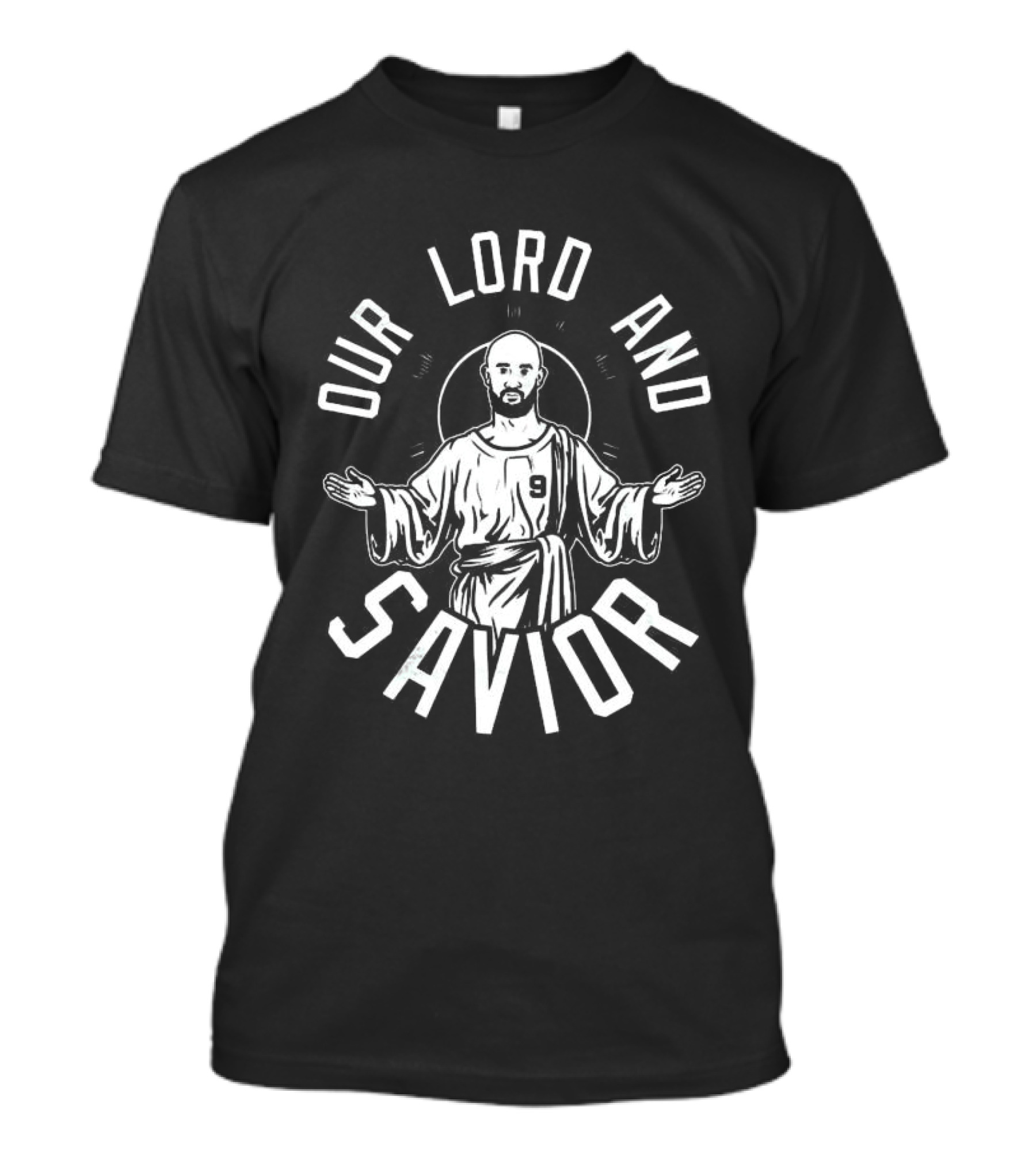 Our Lord And Savior Bald Player Number 9 Iconic Gesture T-Shirt