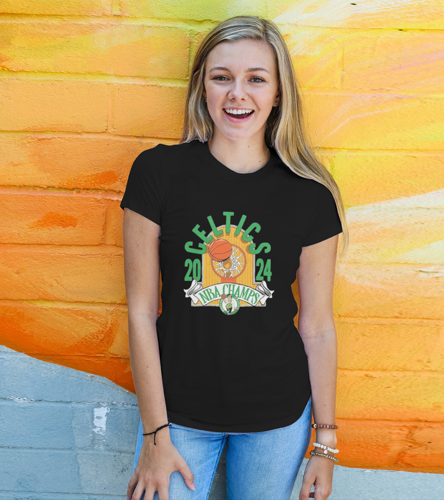 Boston Celtics 2024 NBA Champs Hardwood Banner T-Shirt
