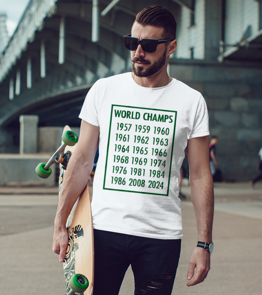 Boston Celtics World Champs 1957 1959 1960 1961 1962 1963 1964 1965 1966 1968 1969 1974 1976 1981 1984 1986 2008 T-Shirt
