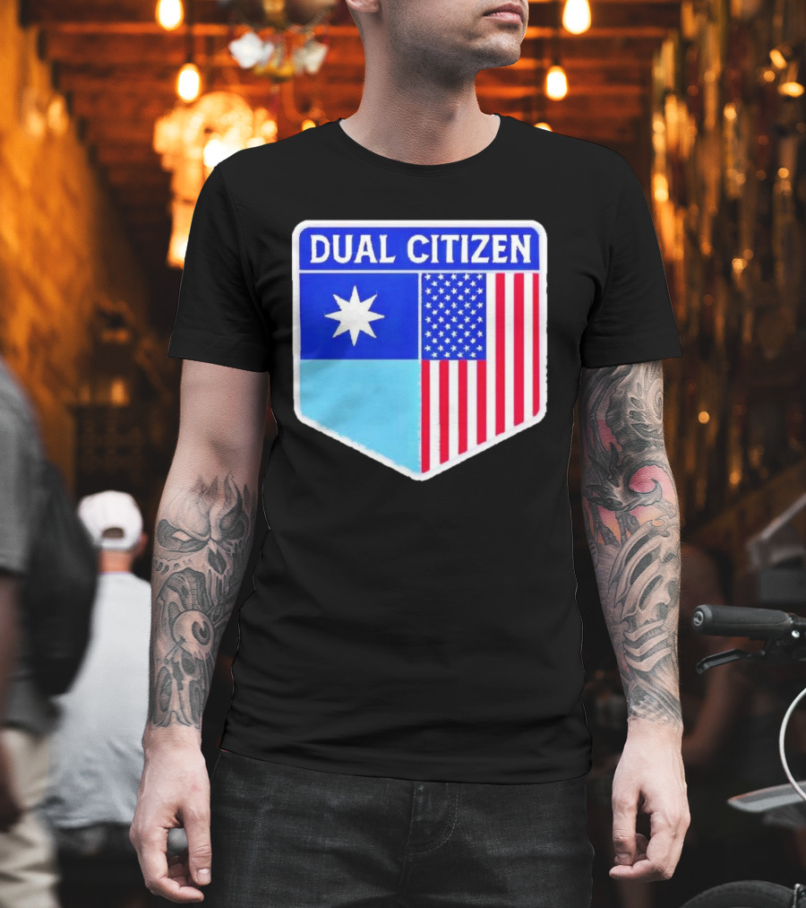 Dual Citizen of Minnesota and USA Flag Badge T-Shirt