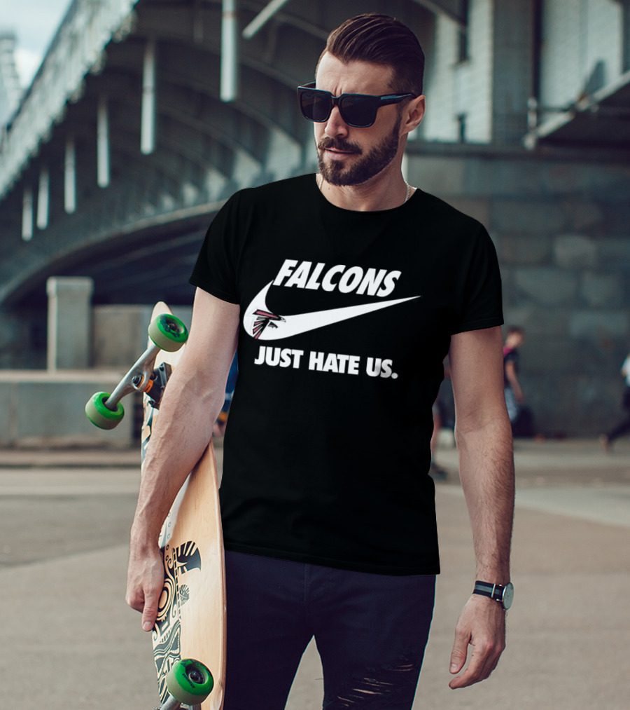 Atlanta Falcons Just Hate Us Logo Swoosh T-Shirt