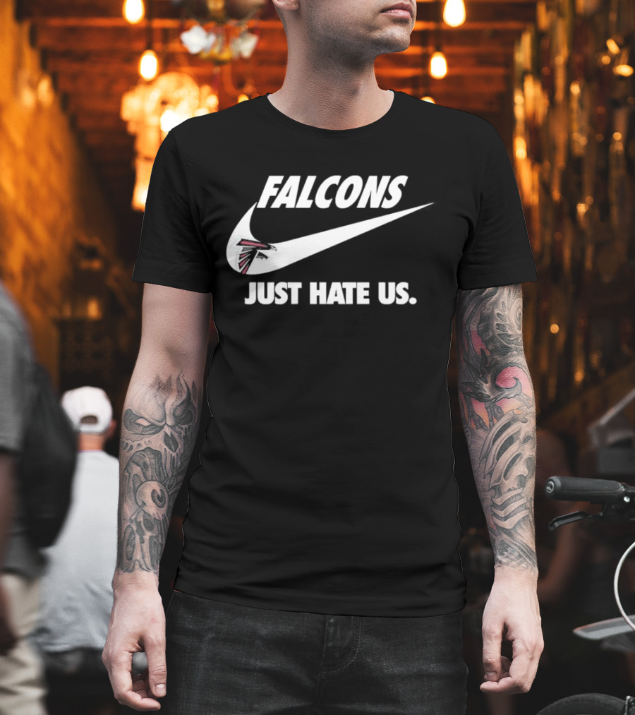 Atlanta Falcons Just Hate Us Logo Swoosh T-Shirt