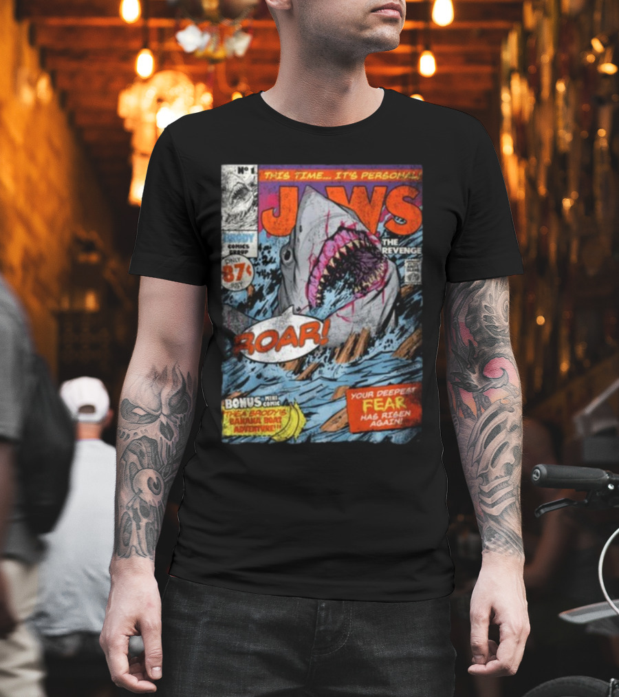 Fright-Rags Jaws The Revenge Comic Cover Shark Roar Adventure T-Shirt