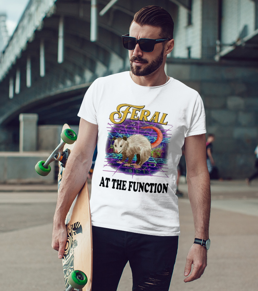 Feral Possum At The Function With Retro Neon Background T-Shirt