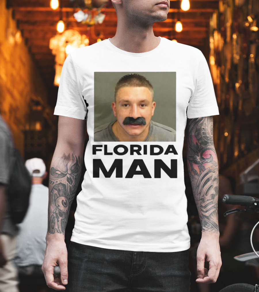 Stevewilldoit Florida Man Image Black Mustache Face T-Shirt
