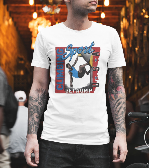 Sport Climbing USA Get a Grip T-Shirt Sport Climbing USA Get a Grip T-Shirt