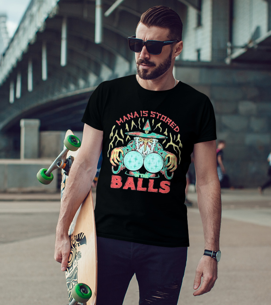 Wizardofbarge Mana Is Stored In The Balls Wizard Holding Magical Spheres T-Shirt