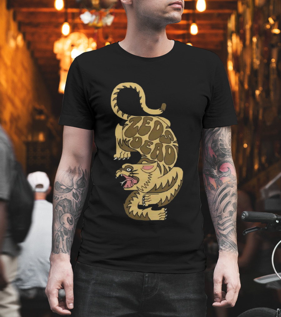 Zeds Dead Luxfury Black Retro Tiger Design Zeds Dead T-Shirt