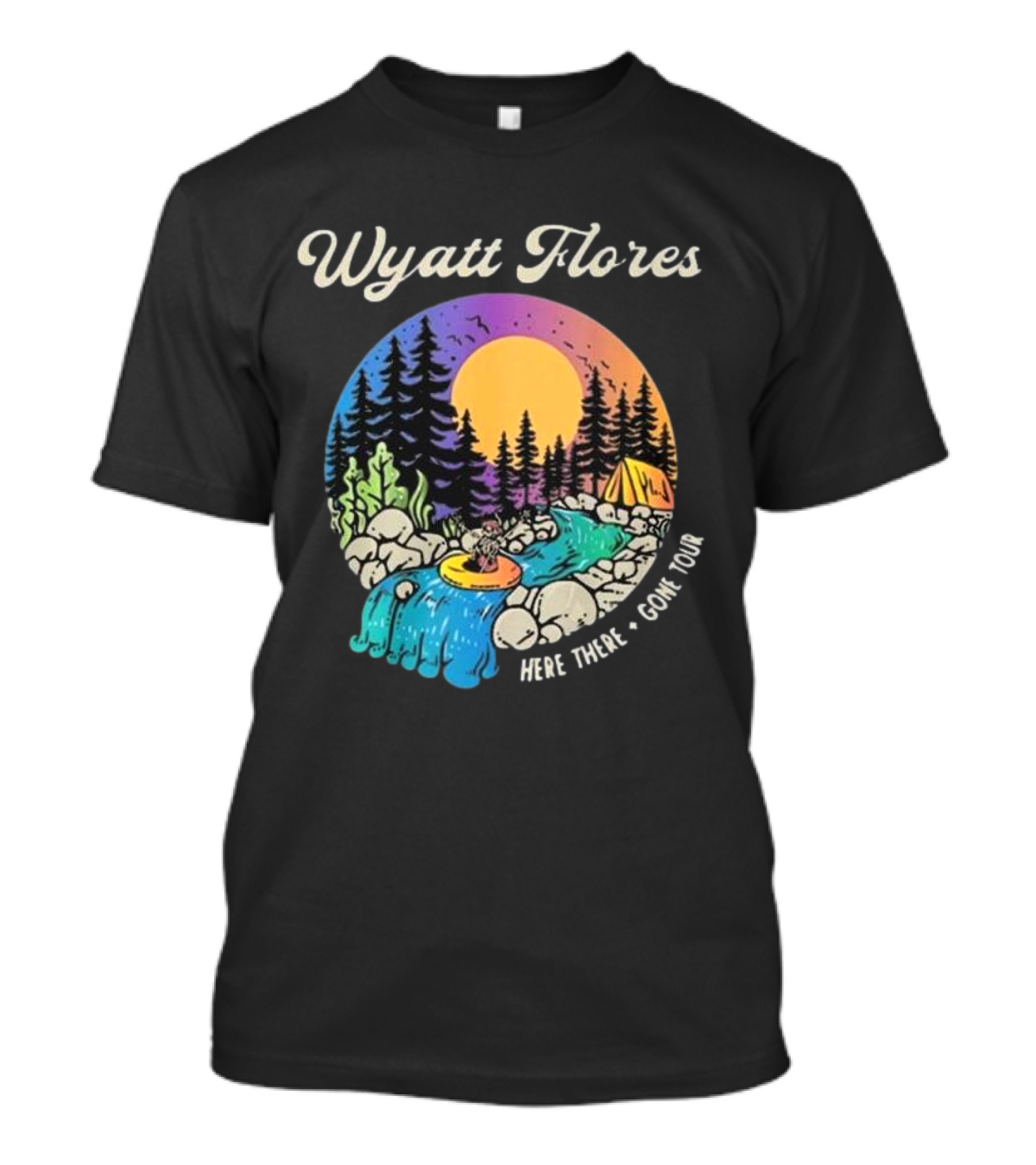 Wyatt Flores Here There Gone Tour Surfing Skeleton Camping Scene T-Shirt