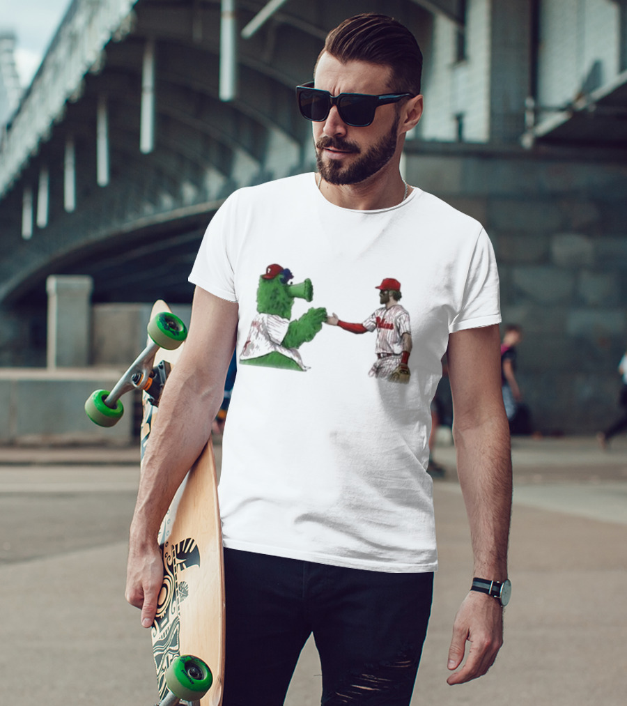 Best Friends The Phillies Phanatic And His Pookie Handshake Moment T-Shirt