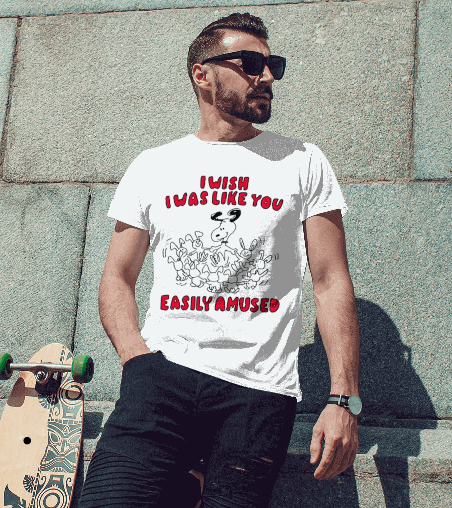 I Wish I Was Like You Easily Amused Surrounded By Dancing Cartoon Dogs T-Shirt