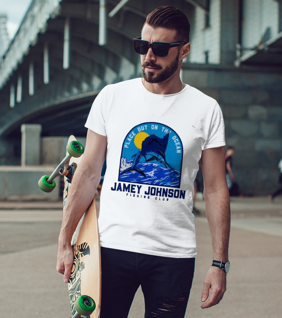 Place Out On The Ocean Jamey Johnson Fishing Club Marlin Jumping T-Shirt