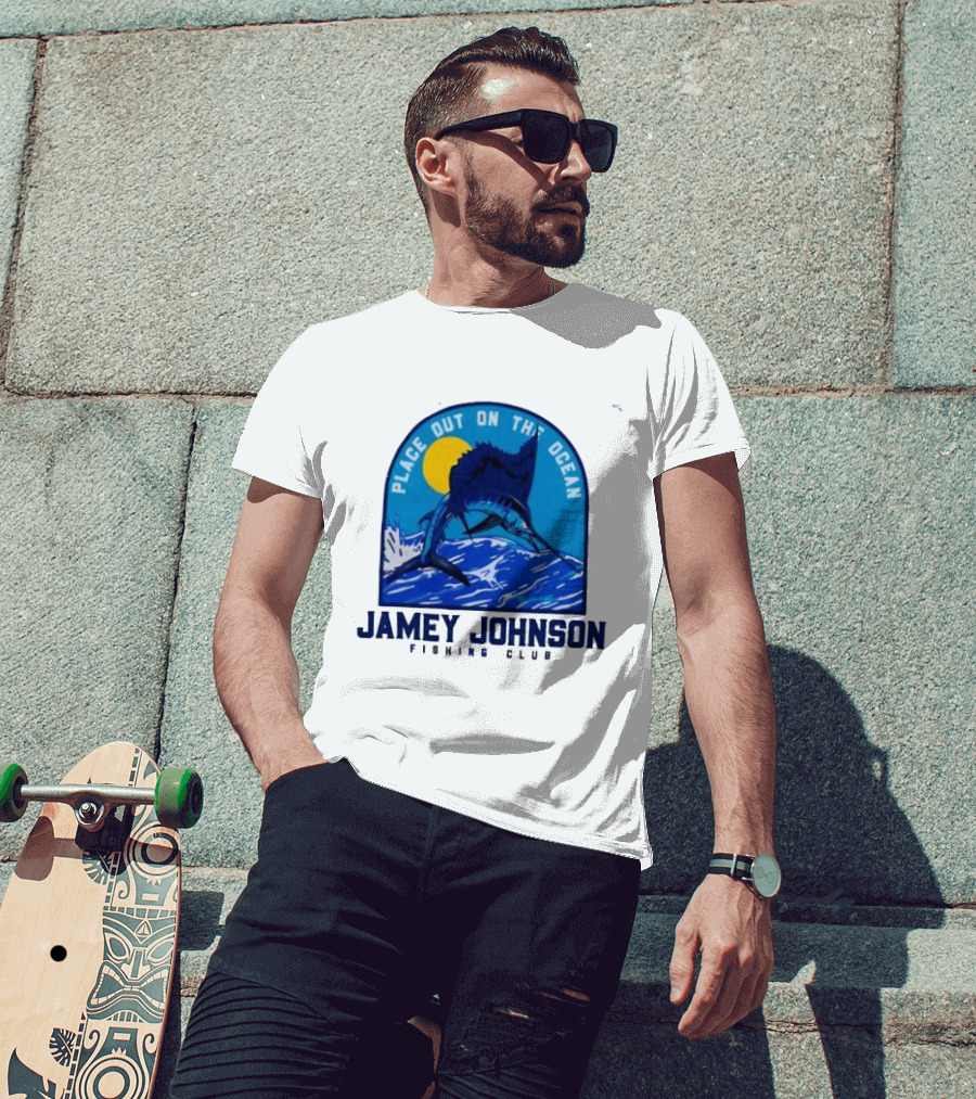 Place Out On The Ocean Jamey Johnson Fishing Club Marlin Jumping T-Shirt