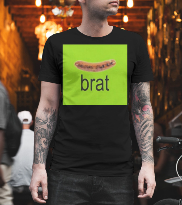 Snazzyseagull Brat Sausage on Bright Green Background T-Shirt Snazzyseagull Brat Sausage on Bright Green Background T-Shirt