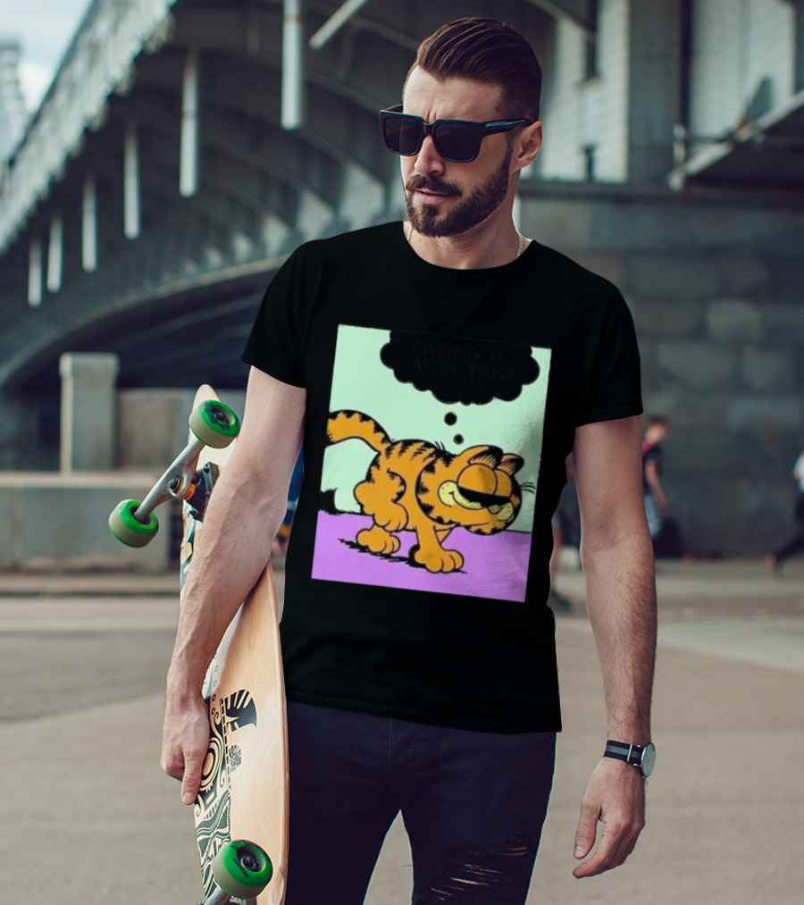 Garfield Eating Is Important Cartoon Character Comic Strip Image T-Shirt