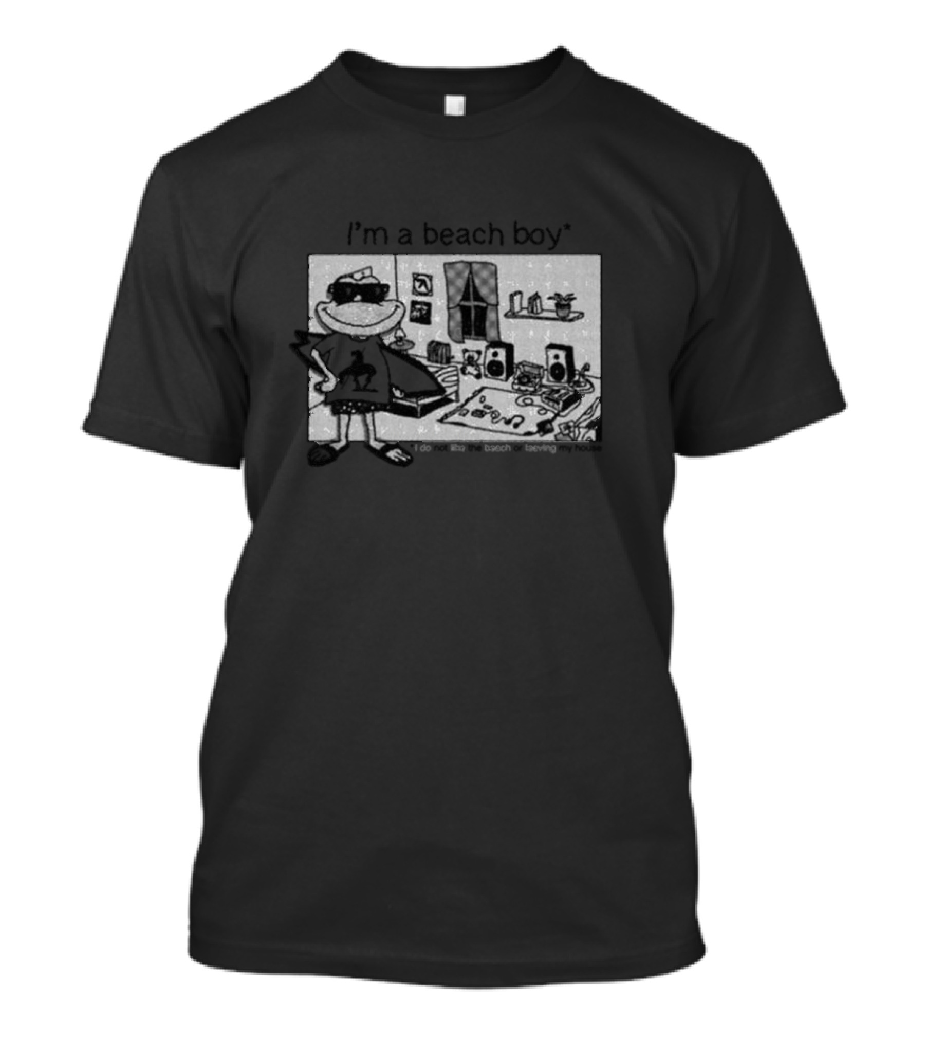 I’m A Beach Boy I Do Not Like The Beach Or Leaving My House Retro Cartoon Bedroom Scene T-Shirt