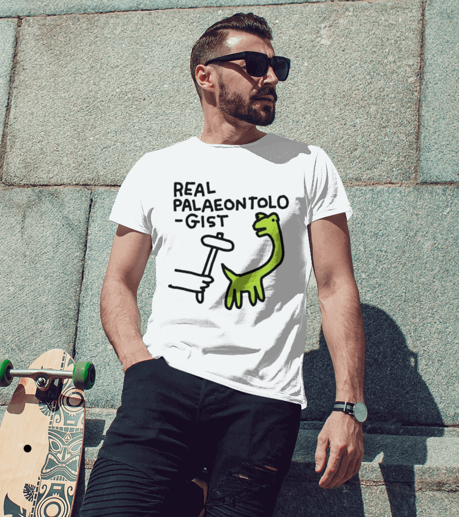 Real Palaeontologist Dinosaur Hammer Green Hand Drawing T-Shirt