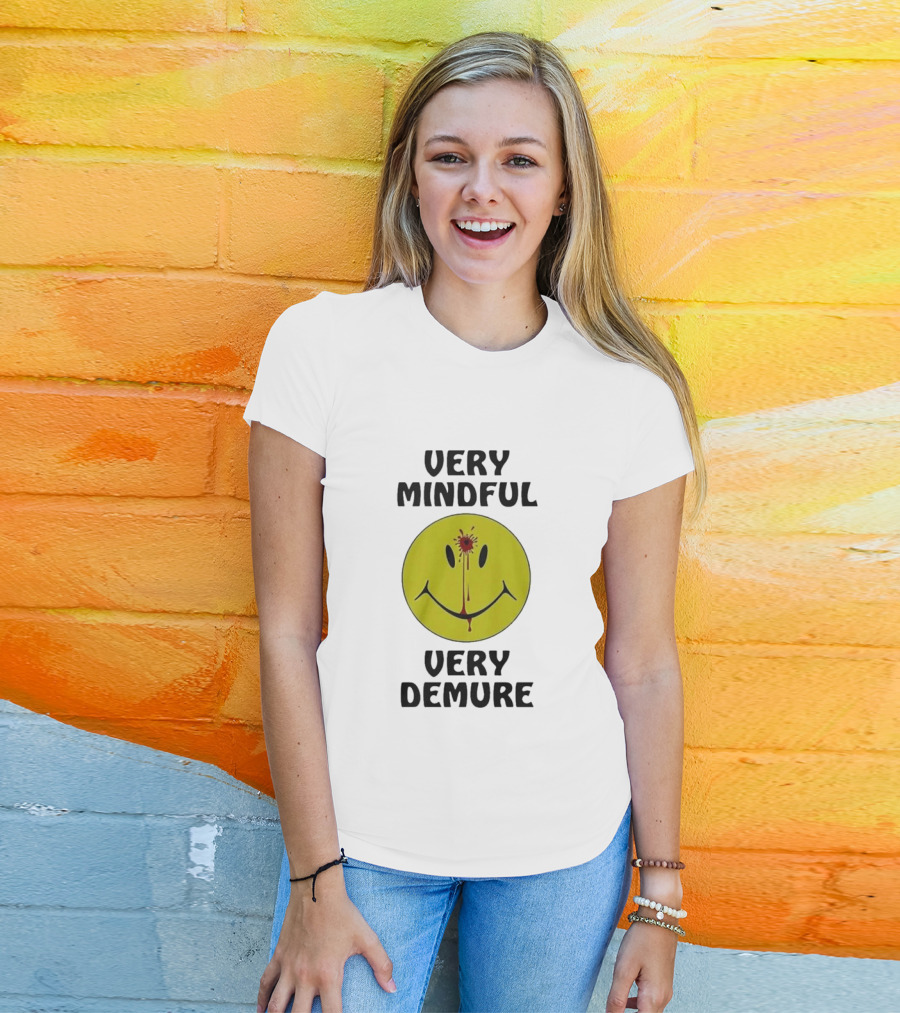 Very Mindful Very Demure Bloodied Smiley Face Icon T-Shirt