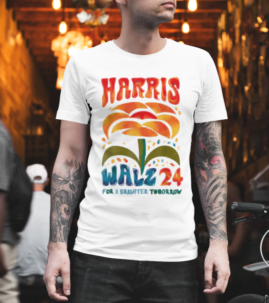 Harris Walz 24 For A Brighter Tomorrow Flower T-Shirt