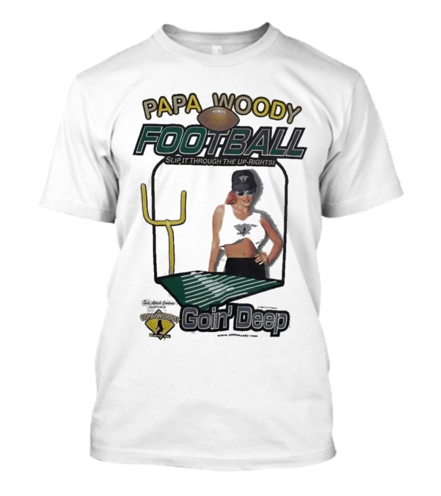 Papa Woody’s Football Goin’ Deep With Goalpost And Player T-Shirt