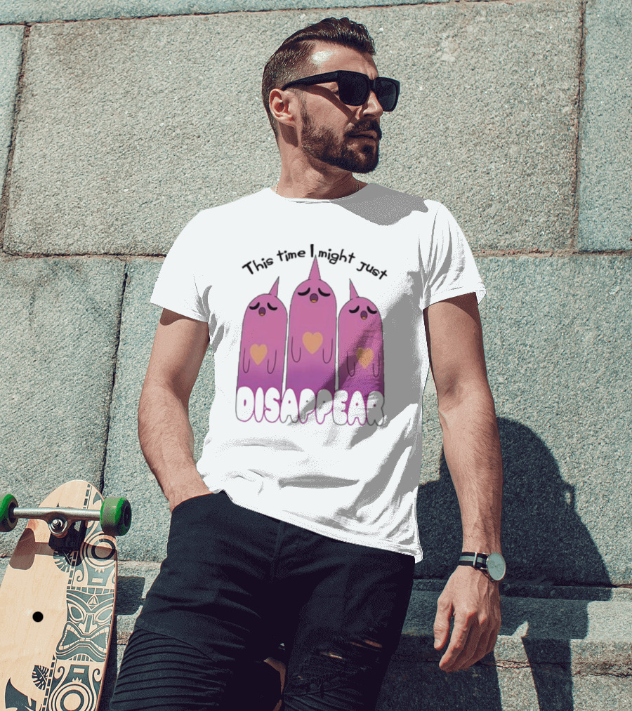 This Time I Might Just Disappear Pink Ghost Trio With Hearts T-Shirt