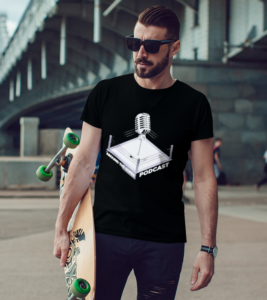 Around The Ropes Podcast Boxing Ring Microphone T-Shirt