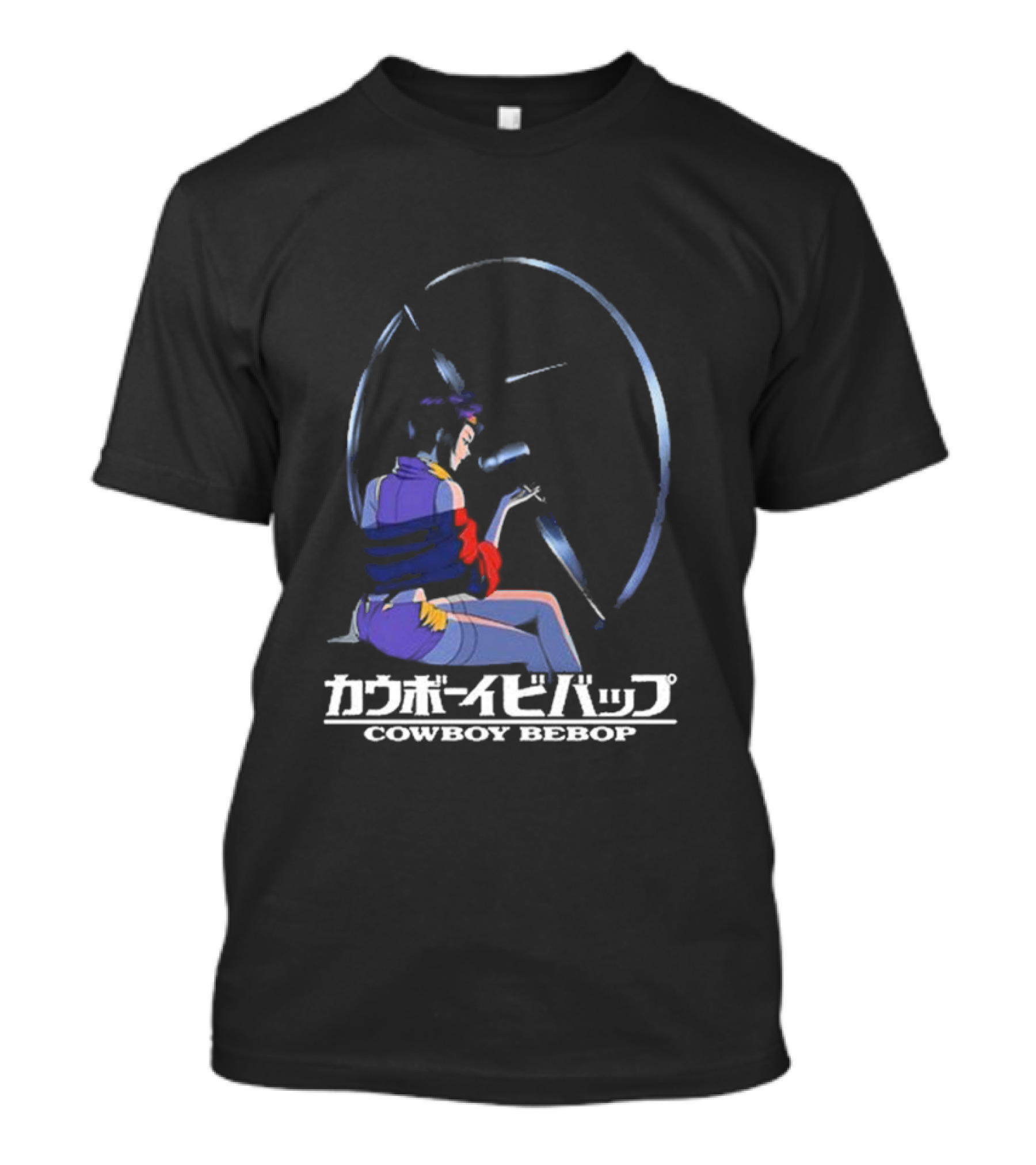 Cowboy Bebop Anime Character Sitting With Reflective Circular Background T-Shirt