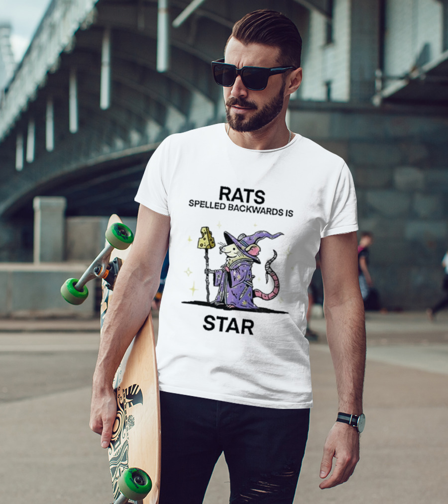 Rats Spelled Backwards Is Star Wizard Of Barge Cheese Staff Magical Rat T-Shirt