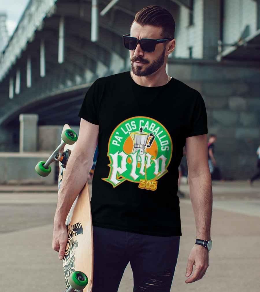 Lebatardaf Pipo Cafecito Pa’ Los Caballos 305 Moka Pot Logo Iconic Miami Culture T-Shirt