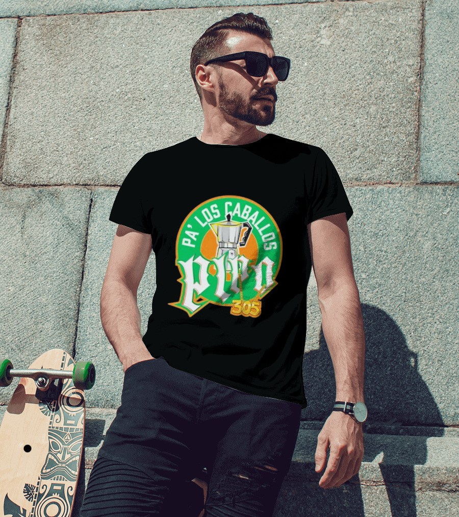 Lebatardaf Pipo Cafecito Pa’ Los Caballos 305 Moka Pot Logo Iconic Miami Culture T-Shirt