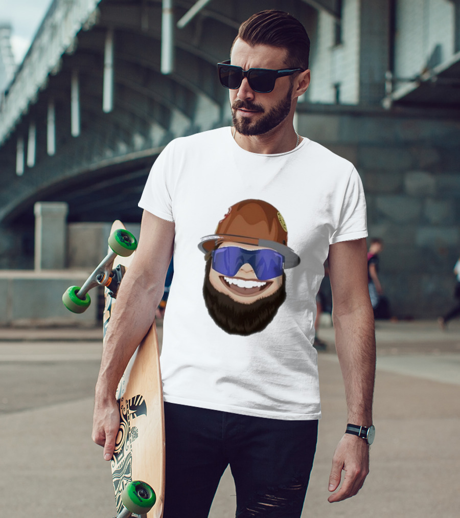Ricky And The Boss Bearded Smiling Face With Sunglasses And Hard Hat T-Shirt
