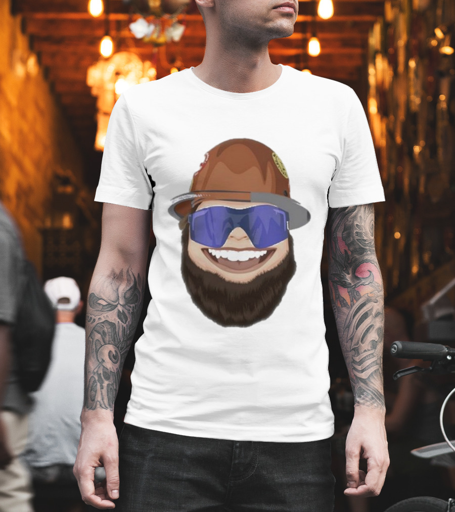 Ricky And The Boss Bearded Smiling Face With Sunglasses and Hard Hat T-Shirt