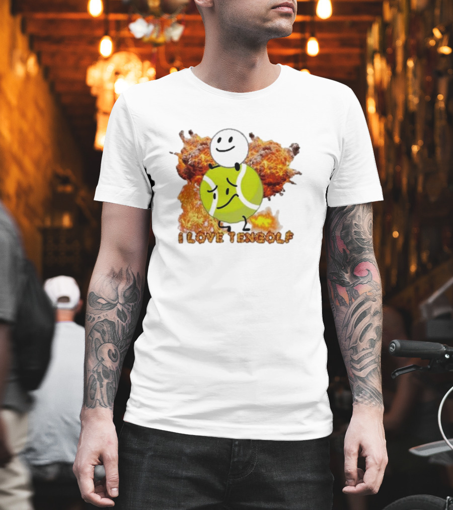 Frat Boy Genius I Love Tengolf Tennis Golf Fusion with Explosive Background T-Shirt